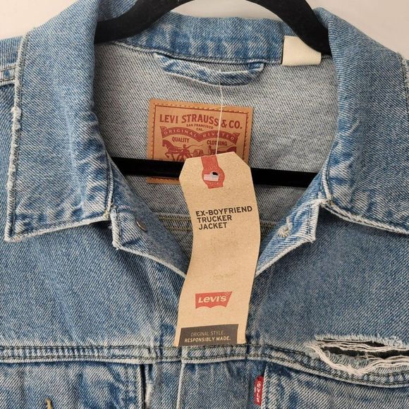 Levis Jean Jacket New Ex Boyfriend Trucker Distressed - Picture 8 of 8